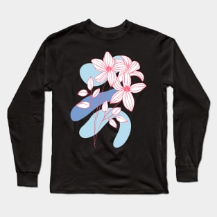 Abstract Botanical Red Flowers Long Sleeve T-Shirt